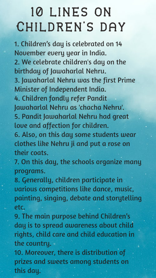 10 lines on Children's day