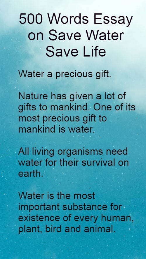 water is life save it essay