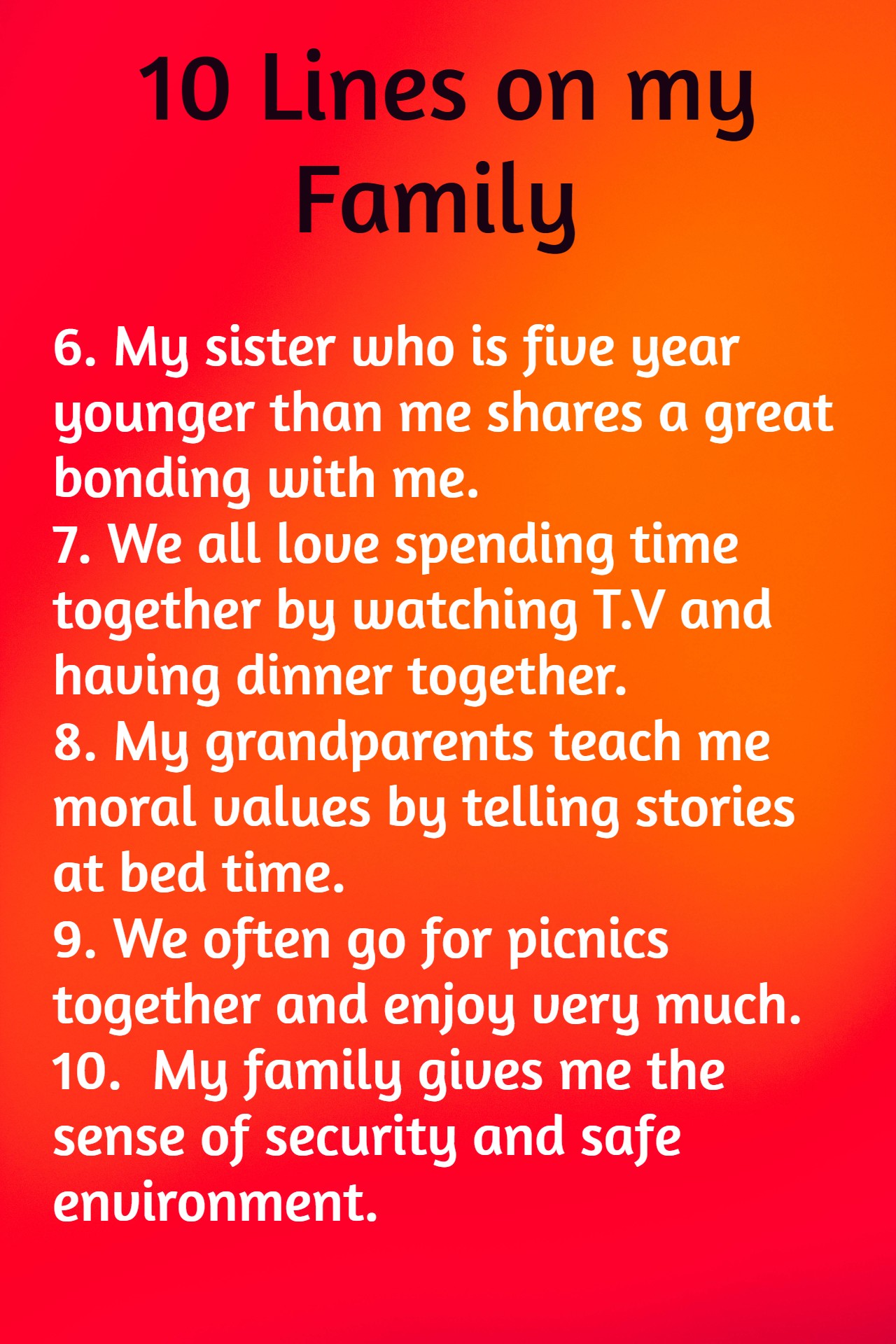 your family essay 10 lines