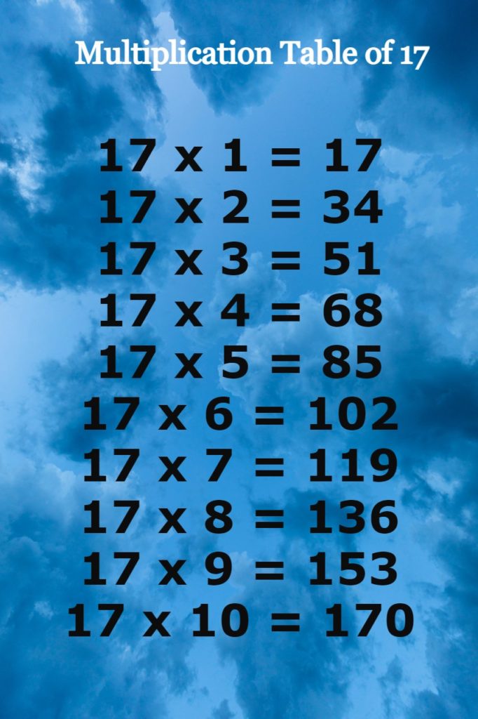 Multiplication Table Of 17 LEARN WITH FUN